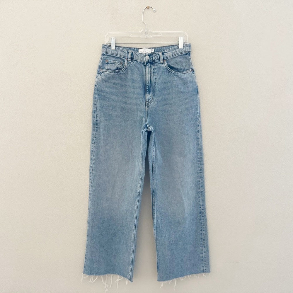 & Other Stories Wide Leg Jeans Denim High Rise Raw Hem Casual Minimalist Blue - Picture 4 of 13